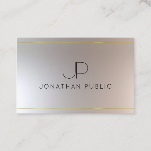 モノグラムの金ゴールド銀エレガントモダン 名刺 (正面)