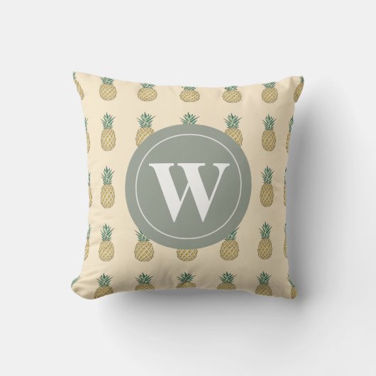 モノグラムの金パイナップル クッション (正面)