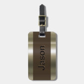 モノグラムの金属金ゴールドの一見 ラゲッジタグ (正面縦)