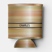 モノグラムの銅と金ゴールドストライプ 缶クーラー (正面)