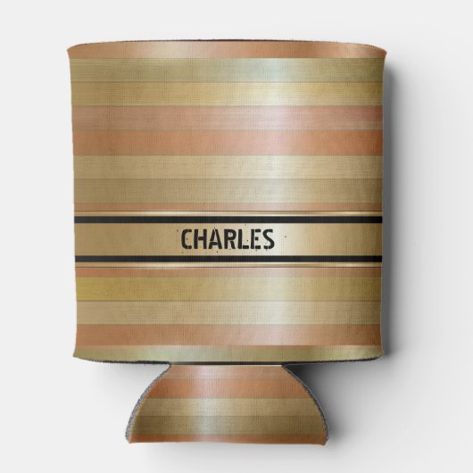モノグラムの銅と金ゴールドストライプ 缶クーラー (裏面)
