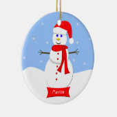 モノグラムの雪だるま飾り セラミックオーナメント (右)