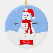 モノグラムの雪だるま飾り セラミックオーナメント (裏面)