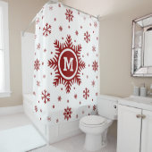 モノグラムの雪片のクリスマスのシャワー・カーテン シャワーカーテン (インサイチュ)