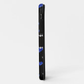 モノグラムの青いグリッターのハートの黒ダイヤの円 Case-Mate iPhoneケース (裏面/左)