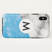 モノグラムの青いテクスチャ大理石 Case-Mate iPhoneケース (裏面(横))
