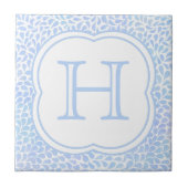 モノグラムの青い水彩画はセラミックタイルを落とします タイル (正面)