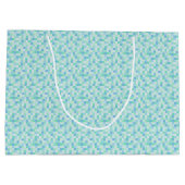 モノグラムの青および水の青の正方形の大きいギフトバッグ ラージペーパーバッグ (裏面)