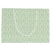 モノグラムの青および黄色の正方形の大きいギフトバッグ ラージペーパーバッグ (裏面)