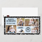 モノグラムの青と黒の雪の結晶 シーズンカード (正面/裏面)