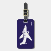 モノグラムの飛行機旅行旅行の名前をカスタムする、住所 ラゲッジタグ (正面縦)
