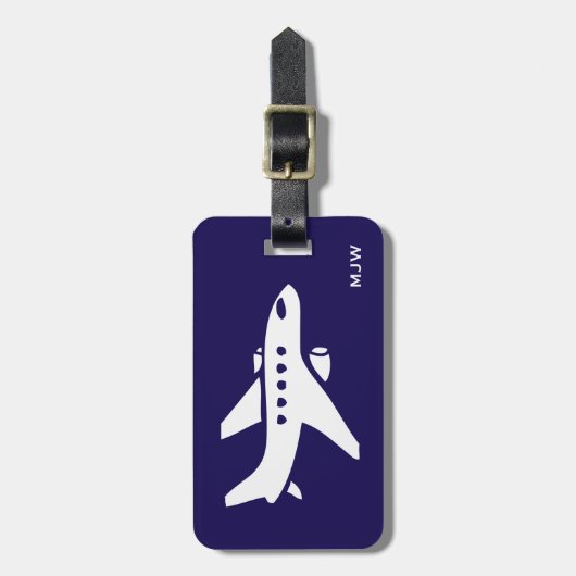 モノグラムの飛行機旅行旅行の名前をカスタムする、住所 ラゲッジタグ (正面縦)