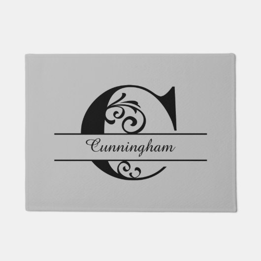 モノグラムの飾り文字C (名前付き) ドアマット (正面)