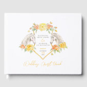 モノグラムの馬とバラの水彩結婚芸術 ゲストブック (正面)