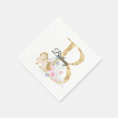 モノグラムの馬 かわいい花柄の女性らしい馬術の名前 l スタンダードカクテルナプキン (角)