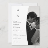 モノグラムの高級ミニマリスト結婚式招待状 招待状 (正面)