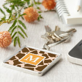 モノグラムの黄色いキリンのプリントKeychain キーホルダー (側面)