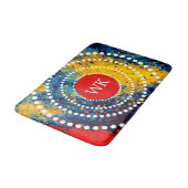 モノグラムの黄色く赤く青いペンキの（ばちゃばちゃ）跳ねるの点の芸術 バスマット (アングル)