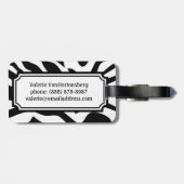 モノグラムの黒いシマウマのストライプのパーソナライズなバッグのラベル ラゲッジタグ (裏面横)