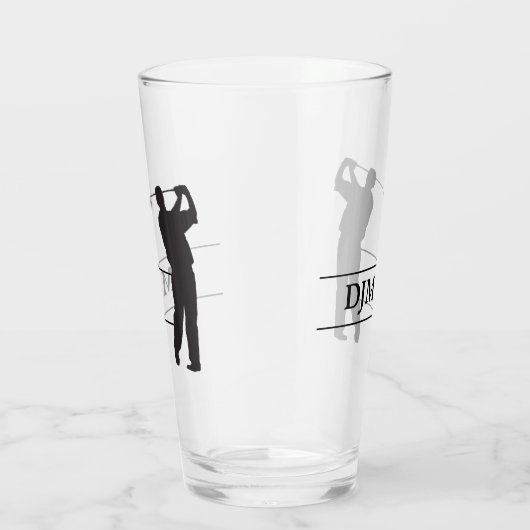 モノグラムの黒いシルエットのゴルファー タンブラーグラス (右)