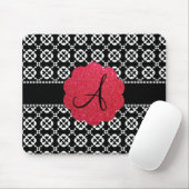 モノグラムの黒い装飾用のハート マウスパッド (マウス)