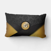 モノグラムの黒および金ゴールドの優雅 ランバークッション (裏面)