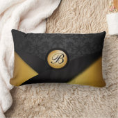 モノグラムの黒および金ゴールドの優雅 ランバークッション (ブランケット)