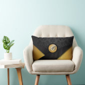 モノグラムの黒および金ゴールドの優雅 ランバークッション (椅子)