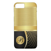 モノグラムの黒および金ゴールドの金属網 Case-Mate iPhoneケース (裏面)