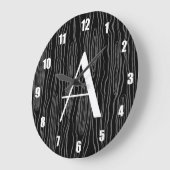 モノグラムの黒くフェイクなbois ラージ壁時計 (傾斜)