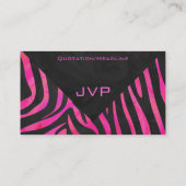 モノグラムの黒く、ショッキングピンクのシマウマのデザイン 名刺 (裏面)