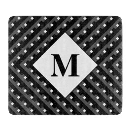 モノグラムの黒とグレーの角度付き線 カッティングボード