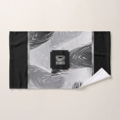 モノグラムの黒と灰色の羽毛パターン バスタオルセット (ハンドタオル)