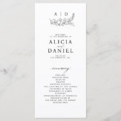 モノグラムの黒と白のクラシックな結婚式プログラム プログラム (正面)