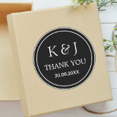 モノグラムの黒と白の結婚式の引出物 Thank You シール