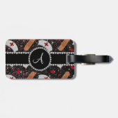 モノグラムの黒のグリッターのナースの帽子のハート ラゲッジタグ (裏面横)