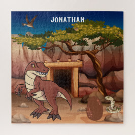 モノグラムの黒褐色の恐竜 ジグソーパズル