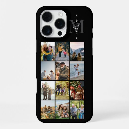 モノグラムの12枚フォトコラージュ iPhoneケース (裏面)