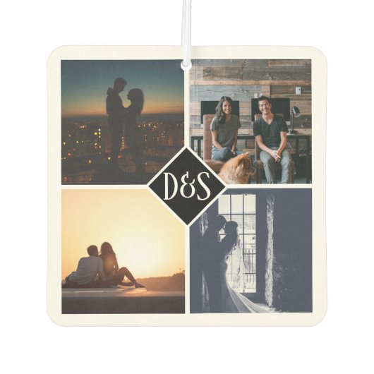 モノグラムの4フォトカスタムコラージュパーソナライズされた カーエアーフレッシュナー (正面)