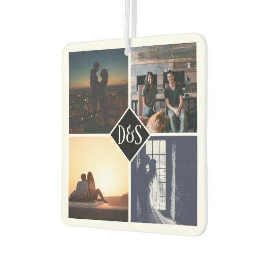 モノグラムの4フォトカスタムコラージュパーソナライズされた カーエアーフレッシュナー (左)