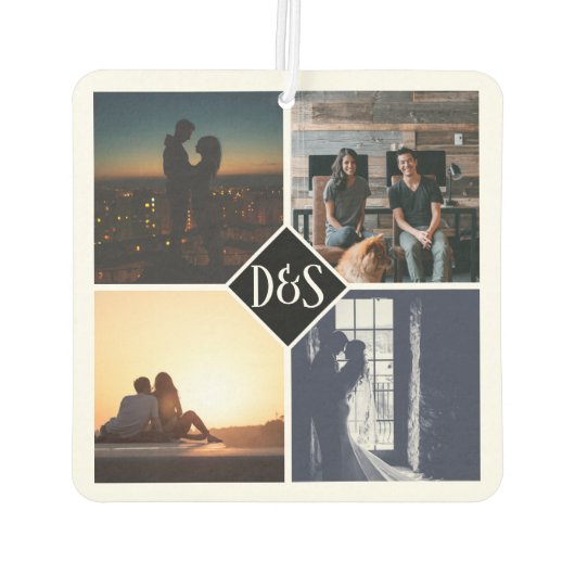 モノグラムの4フォトカスタムコラージュパーソナライズされた カーエアーフレッシュナー (裏面)