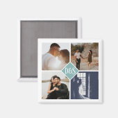 モノグラムの4フォトカスタムコラージュパーソナライズされた マグネット (正面/裏面)