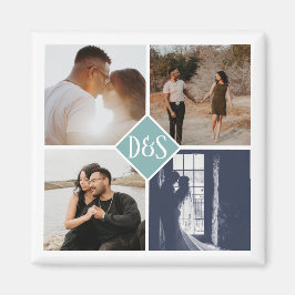 モノグラムの4フォトカスタムコラージュパーソナライズされた マグネット