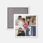 モノグラムの4フォトカスタムコラージュパーソナライズされた マグネット (正面/裏面)