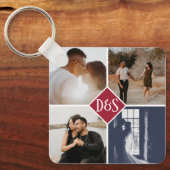 モノグラムの5フォトカスタムコラージュパーソナライズされた キーホルダー (正面)