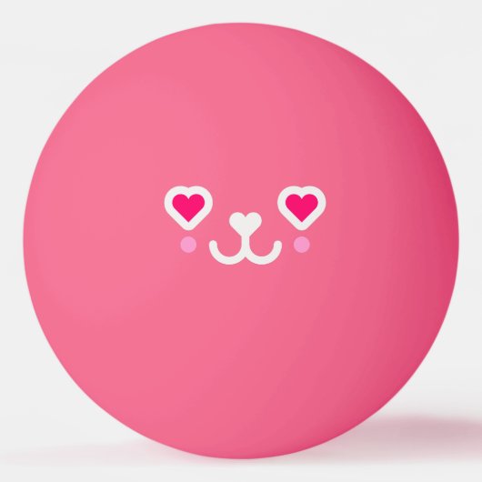 モノグラムの – ピンクかわいい猫顔 卓球ボール (正面)