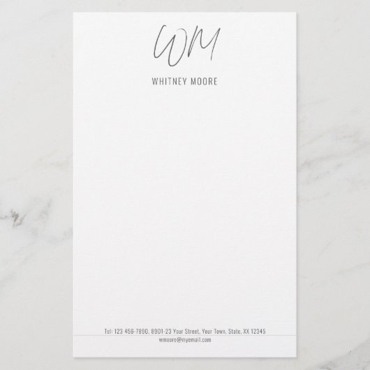 モノグラムの，ミニマルひな形 便箋 (正面)