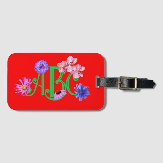 モノグラムの「ワイルドフラワー」アクリルの荷物タグ ラゲッジタグ (正面横)