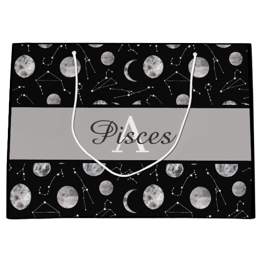モノグラムの〔占星術の〕十二宮図ムーン抱き枕 ラージペーパーバッグ (正面)