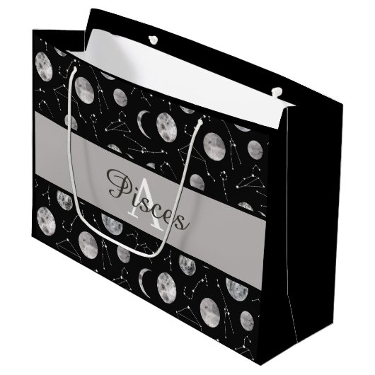モノグラムの〔占星術の〕十二宮図ムーン抱き枕 ラージペーパーバッグ (正面アングル)